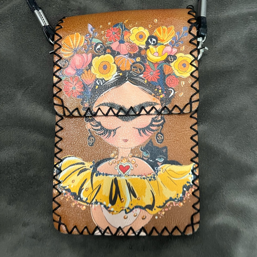 Floral Art Brown Crossbody Bag